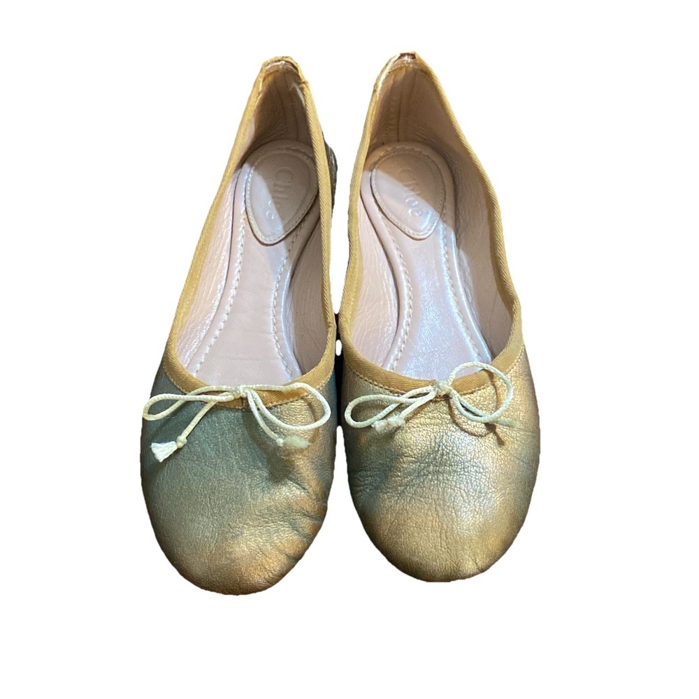 Chloé Ballerina Flats Size 36 Golden Green Color See Pictures For Flaws